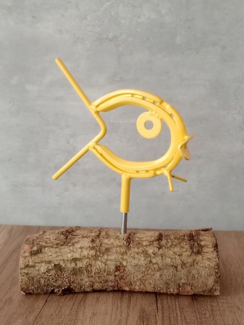 Garden Horseshoe Metal Fish Yellow 